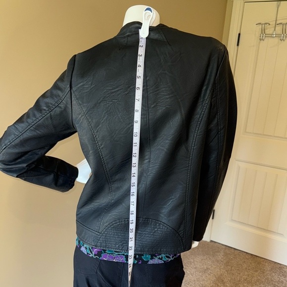 Reitmans Black Faux Leather Jacket Moto Women's Coat - Picture 8 of 13